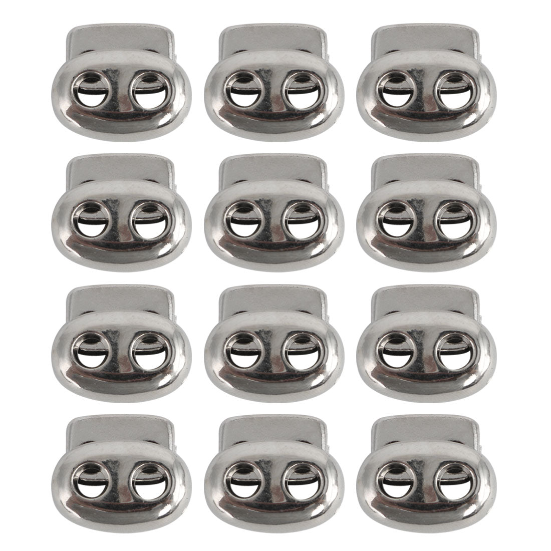 uxcell Uxcell 12pcs Plastic Spring Cord Locks Double Hole End Rope Fastener Slider Silver Tone