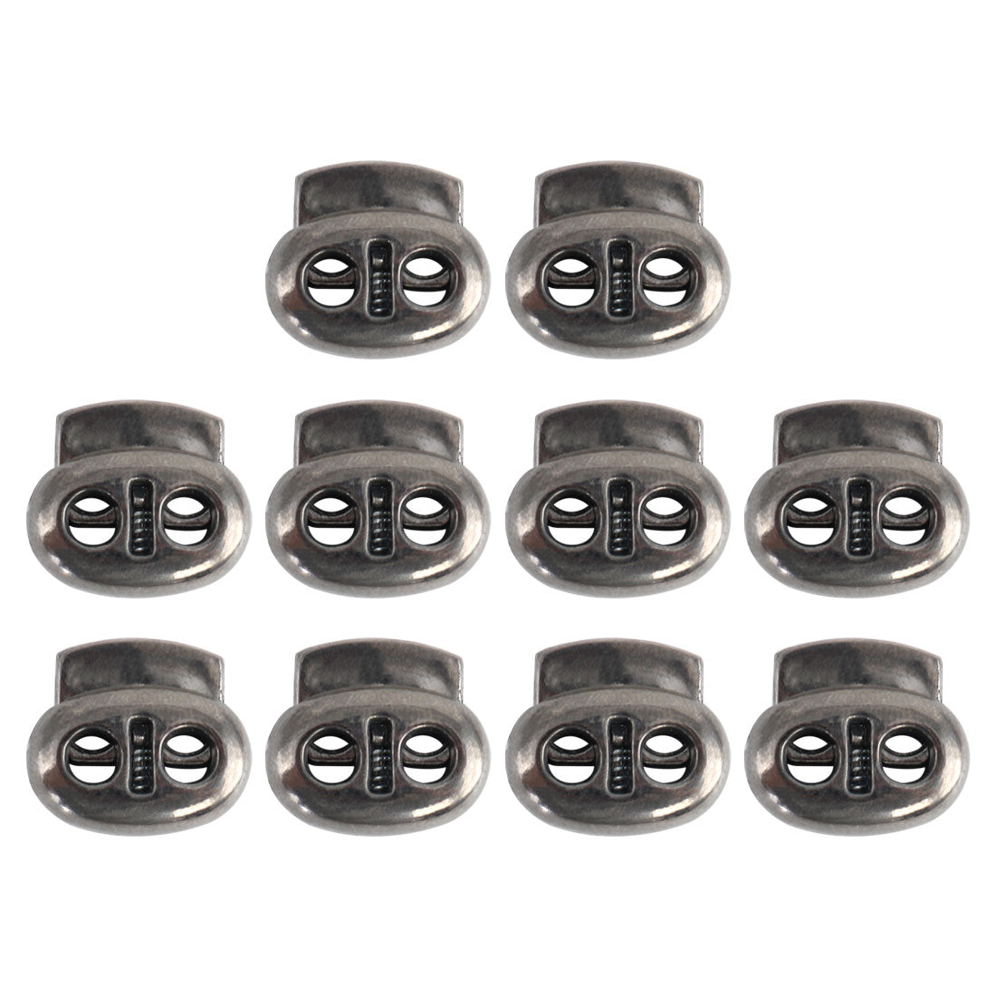 uxcell Uxcell 10 Pcs Plastic Cord Locks Double Hole End Spring Stopper Fastener, Metal Black
