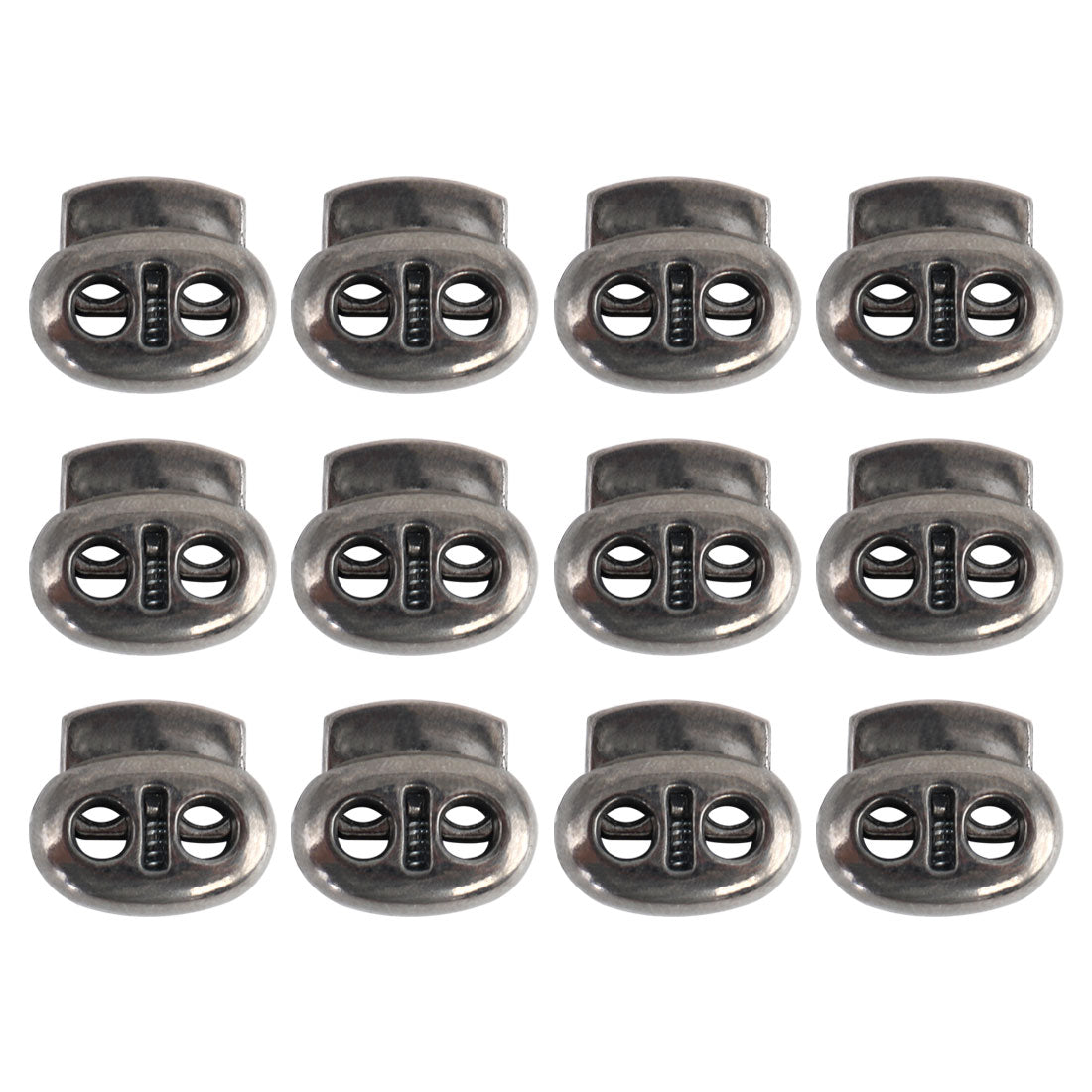 uxcell Uxcell 12 Pcs Plastic Cord Locks Double Hole End Spring Stopper Fastener, Metal Black