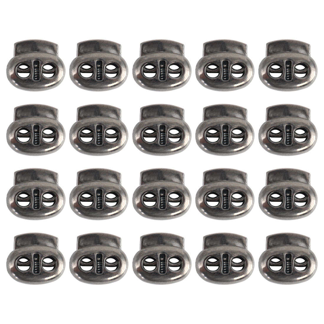 uxcell Uxcell 20 Pcs Plastic Cord Locks Double Hole End Spring Stopper Fastener, Metal Black