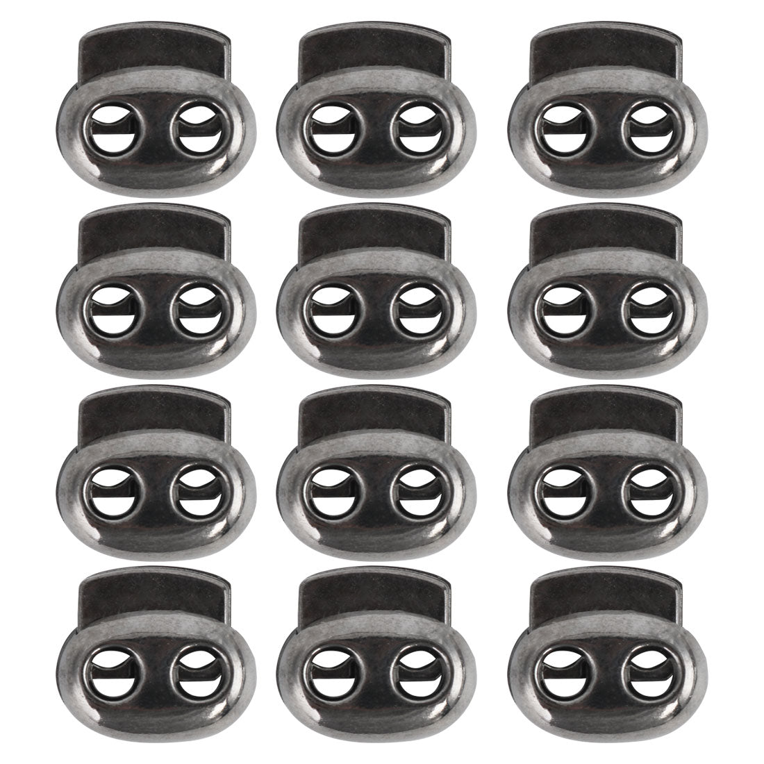 uxcell Uxcell 12pcs Plastic Spring Cord Locks Double Hole End Rope Toggle Fastener Metal Black