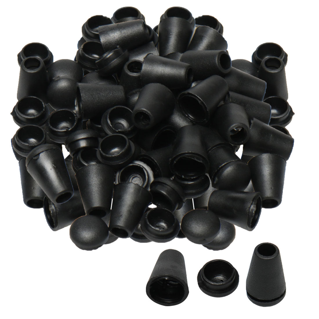 uxcell Uxcell Bell End Stoppers Cord Rope Lace Lock Lanyard Rope Fastener 100pcs Black