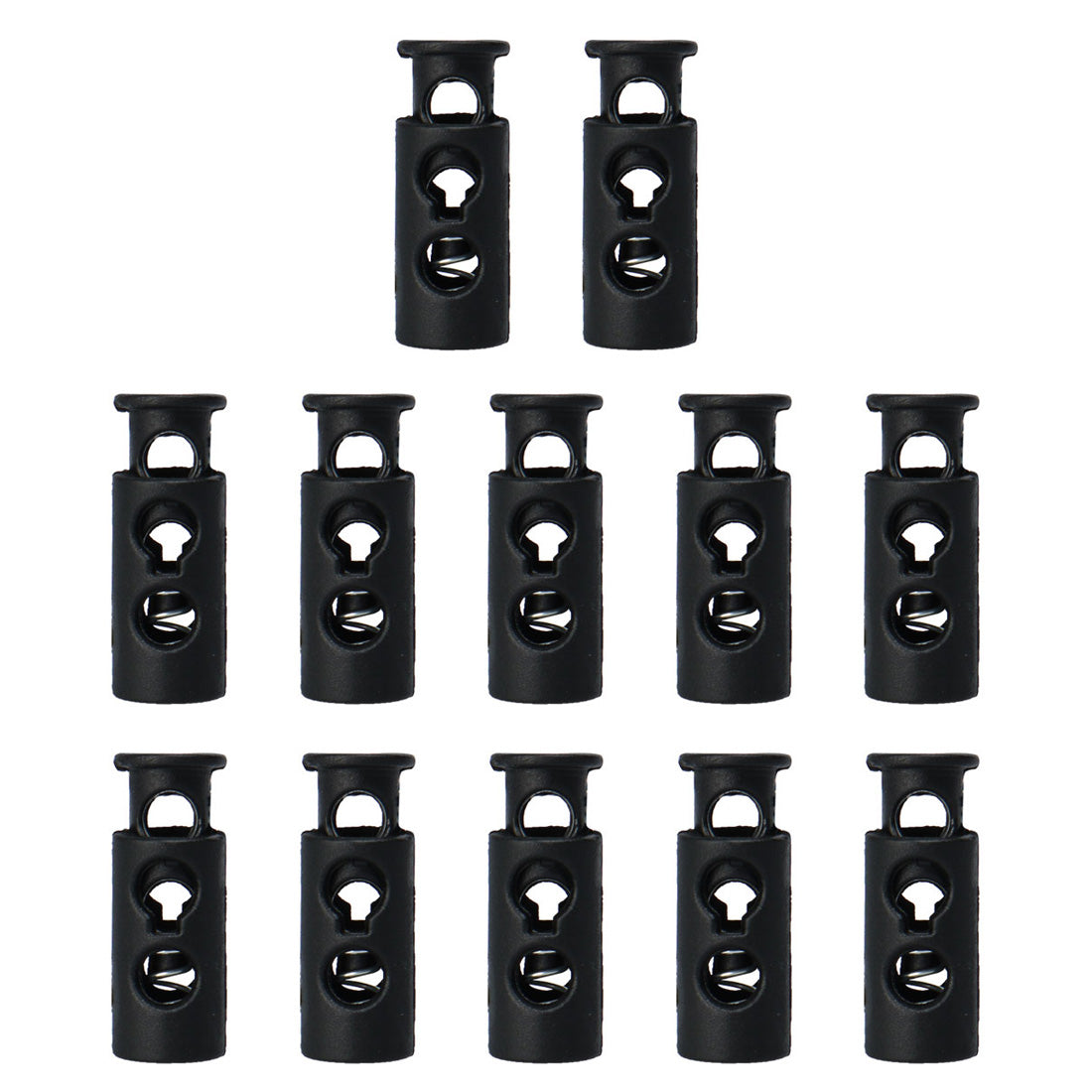 uxcell Uxcell 12pcs Plastic Spring Cord Locks Double Hole End Stopper Fastener Slider Black