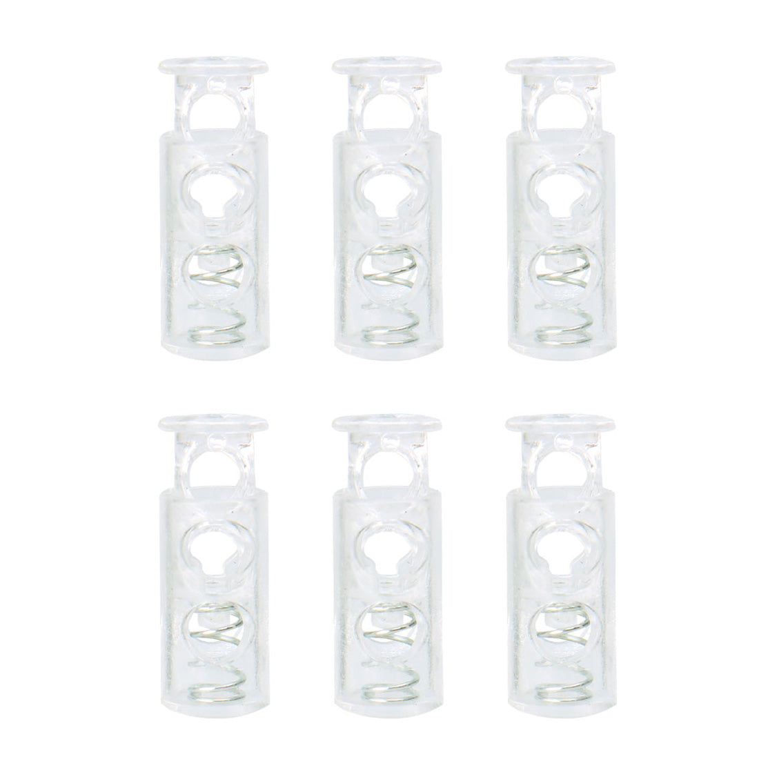 uxcell Uxcell 6pcs Plastic Spring Cord Locks Double Hole End Stoppers Fastener Slider Clear