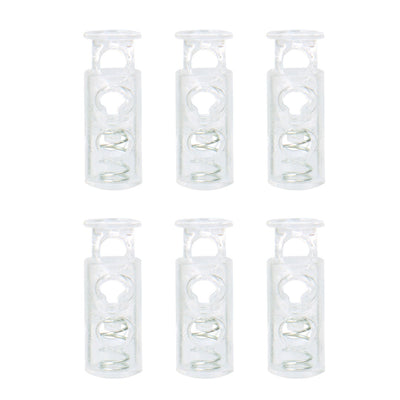 Harfington Uxcell 6pcs Plastic Spring Cord Locks Double Hole End Stoppers Fastener Slider Clear