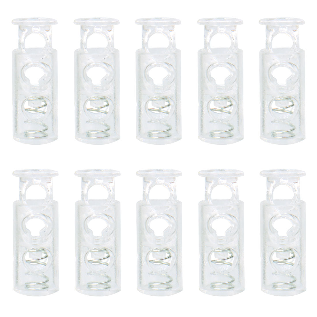 uxcell Uxcell 10pcs Plastic Spring Cord Locks Double Hole End Stoppers Fastener Slider Clear