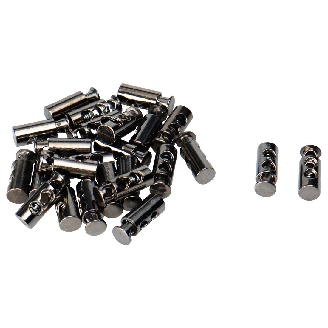 uxcell Uxcell 40pcs Plastic Spring Cord Locks Double Hole End Stoppers Fastener Metal Black