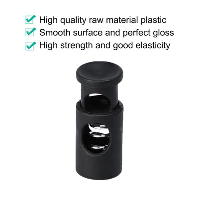 Harfington Uxcell 6pcs Plastic Cord Lock Stoppers Spring Toggle Ends Fastener Organizer Black