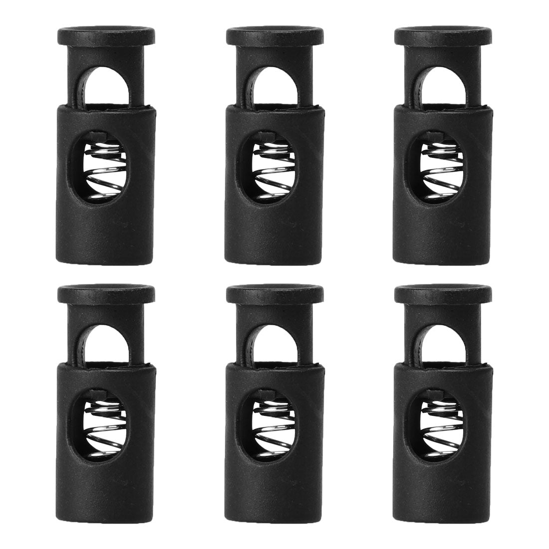 uxcell Uxcell 6pcs Plastic Cord Lock Stoppers Spring Toggle Ends Fastener Organizer Black
