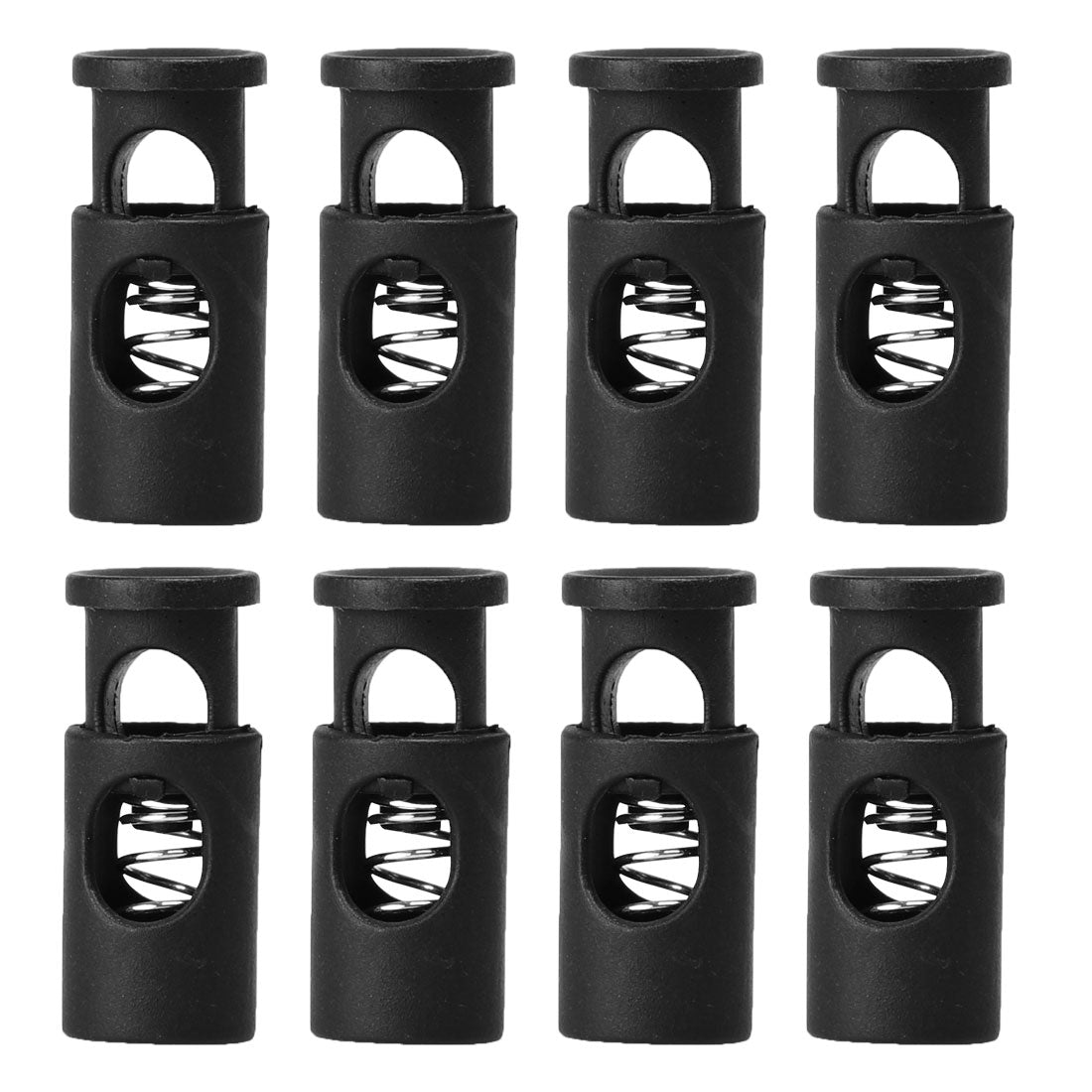 uxcell Uxcell 8pcs Plastic Cord Lock Stoppers Spring Toggle Ends Fastener Organizer Black