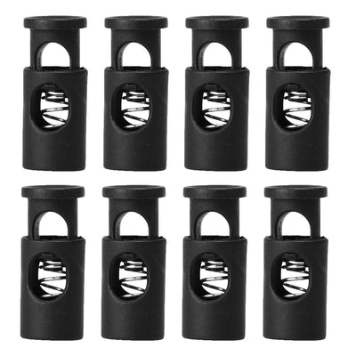Harfington Uxcell 8pcs Plastic Cord Lock Stoppers Spring Toggle Ends Fastener Organizer Black