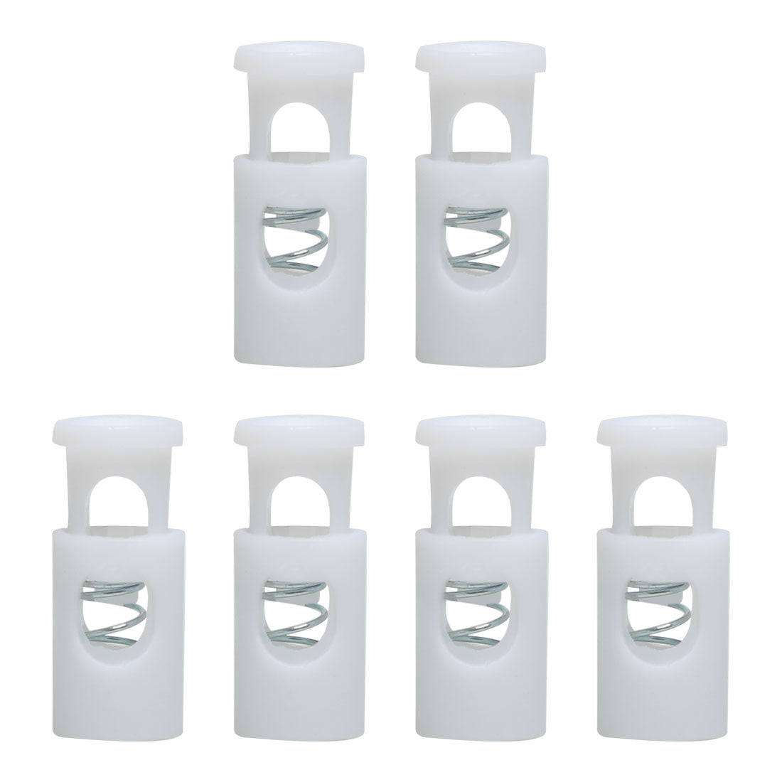 uxcell Uxcell 6pcs Plastic Cord Lock Stoppers Spring Toggle End Fastener Organizers White
