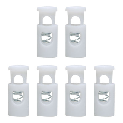 Harfington Uxcell 6pcs Plastic Cord Lock Stoppers Spring Toggle End Fastener Organizers White