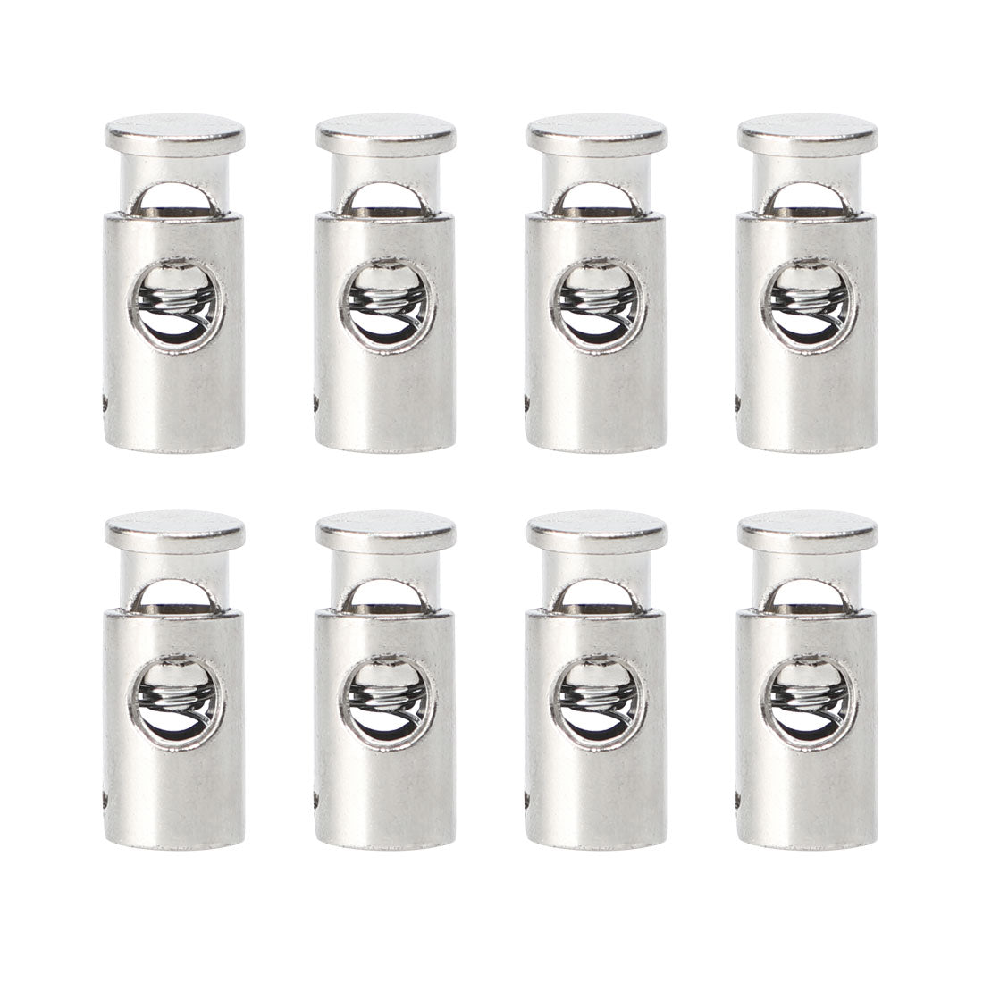 uxcell Uxcell 8pcs Plastic Cord Lock Stoppers Spring Toggle Fastener Organizer Silver Tone