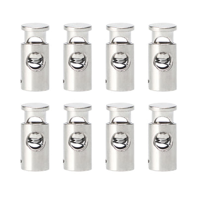 Harfington Uxcell 8pcs Plastic Cord Lock Stoppers Spring Toggle Fastener Organizer Silver Tone