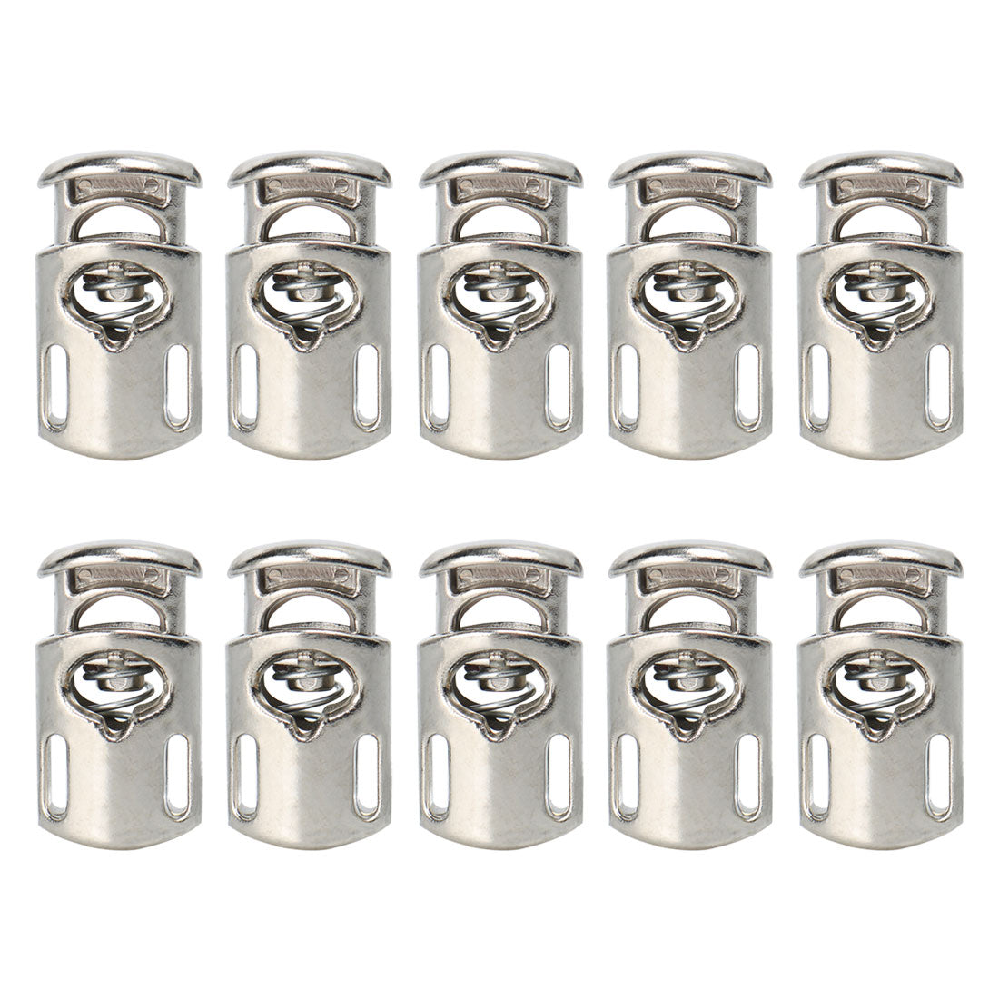 uxcell Uxcell 10pcs Plastic Cord Lock Stopper Spring Toggle Fastener Organizer Silver Tone