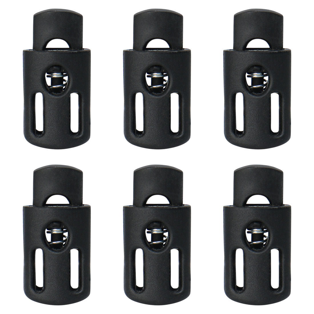 uxcell Uxcell 6pcs Plastic Cord Locks Stopper End Spring Toggle Fastener Organizers Black