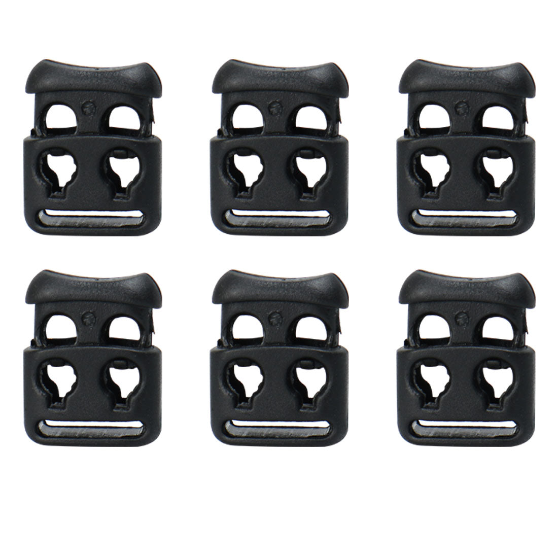 Uxcell 6pcs Plastic Spring Cord Locks Double Hole End Clip Stopper Rope Fastener Black | Harfington
