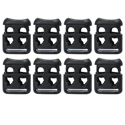 Harfington Uxcell 8pcs Plastic Cord Lock Stoppers End Spring Toggle Fasteners Organizer Black