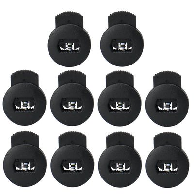 Harfington Uxcell 10pcs Plastic Cord Lock Stoppers Ends Spring Toggle Fastener Organizers, Black