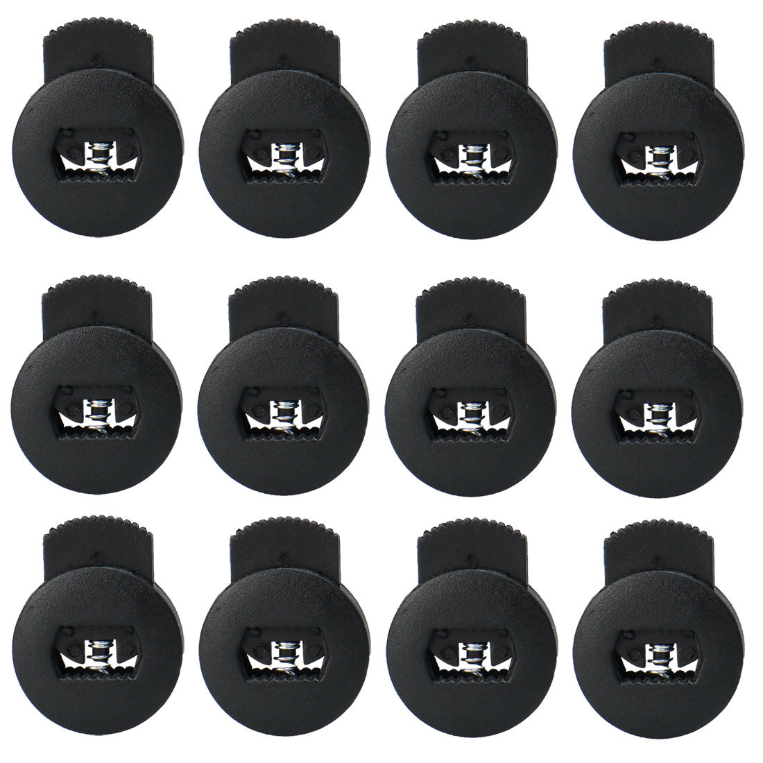 uxcell Uxcell 12pcs Plastic Cord Lock Stoppers Ends Spring Toggle Fastener Organizers, Black