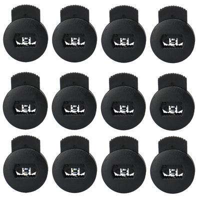 Harfington Uxcell 12pcs Plastic Cord Lock Stoppers Ends Spring Toggle Fastener Organizers, Black
