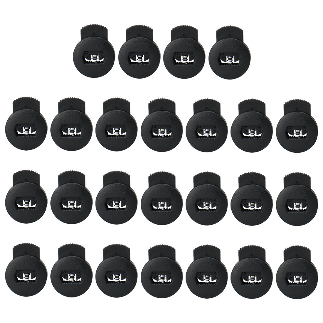 uxcell Uxcell 25pcs Plastic Cord Lock Stoppers Ends Spring Toggle Fastener Organizers, Black