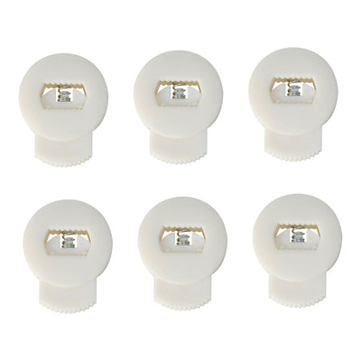 Harfington Uxcell 6pcs Plastic Cord Lock Stoppers Ends Spring Toggle Fastener Organizers, White