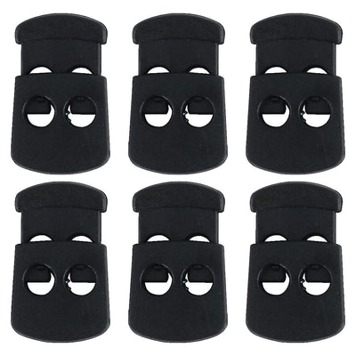 Harfington Uxcell 6pcs Plastic Cord Locks Stoppers End Spring Fastener Organizers Black