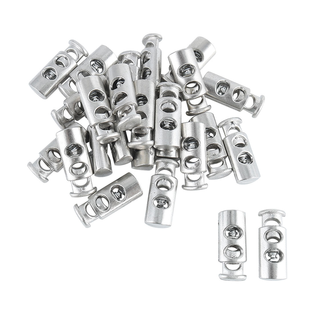 uxcell Uxcell 25pcs Plastic Cord Locks Stopper Spring Fasteners Slider Organizers Silver Tone