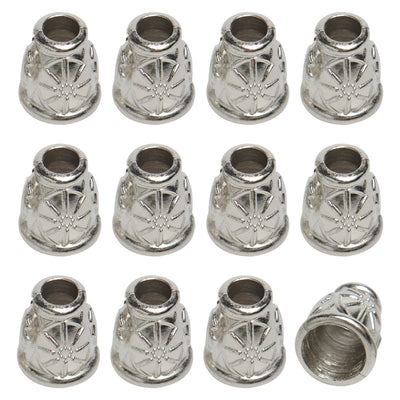 Harfington Uxcell 12pcs Silver Tone  Bell End Stoppers Cord Rope Lace Lock Lanyard Rope Fastener