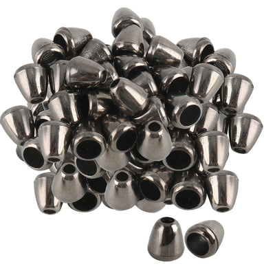 Harfington Uxcell 100pcs Plastic Bell End Stoppers Cord Rope Lock Lanyard Fastener Metal Black