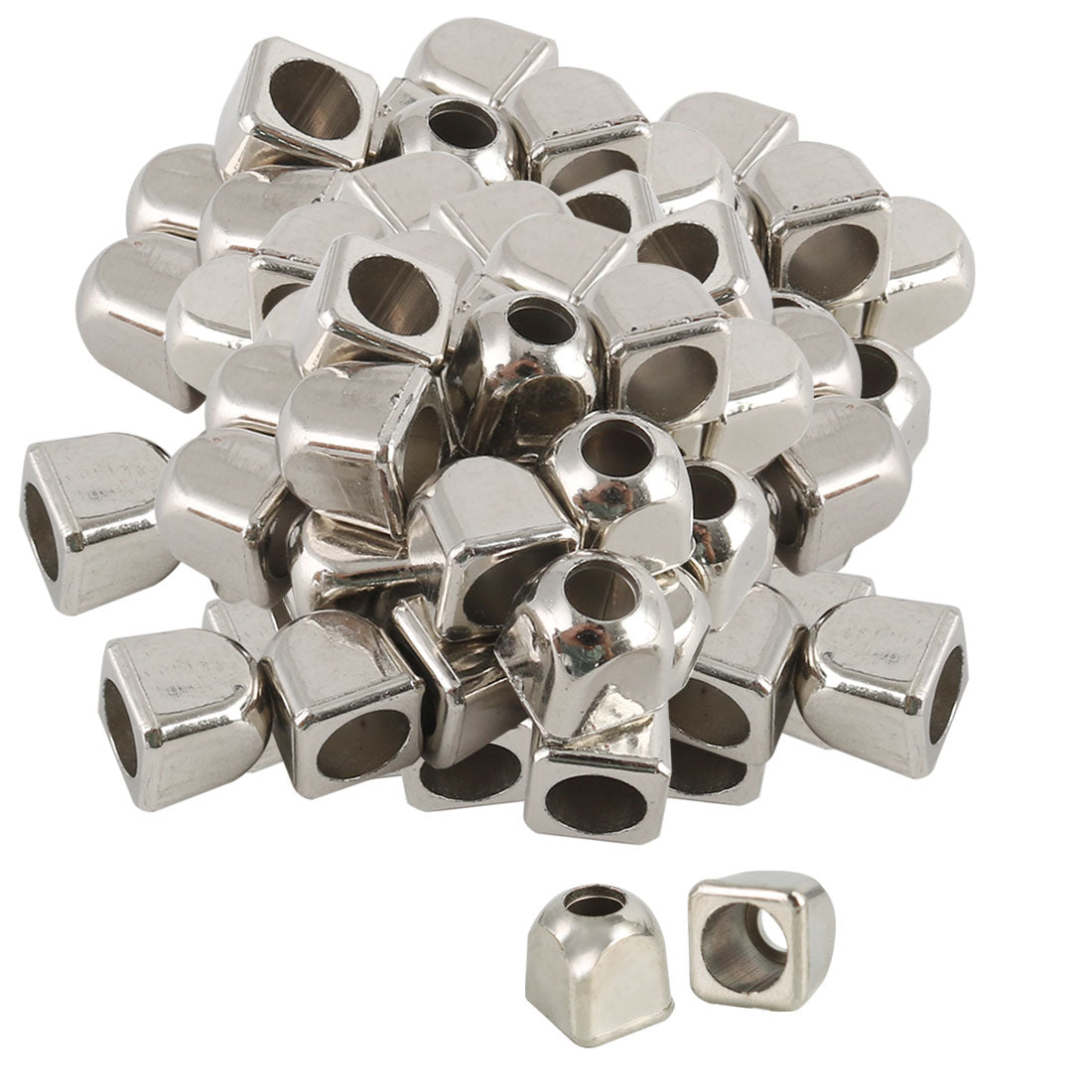 uxcell Uxcell 100pcs Plastic Bell End Stopper Square Lace Lock Rope Fastener Silver Tone