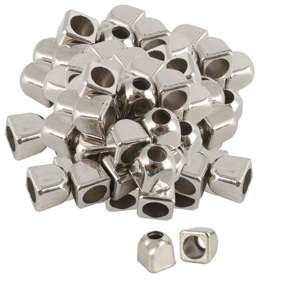 Harfington Uxcell 100pcs Plastic Bell End Stopper Square Lace Lock Rope Fastener Silver Tone