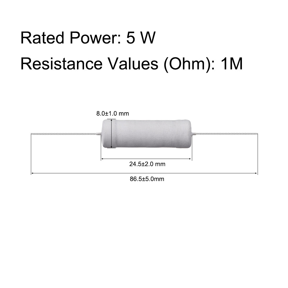 uxcell Uxcell 30 Pcs 5W 5 Watt Metal Oxide Film Resistor Axile Lead 1M Ohm ±5% Tolerance