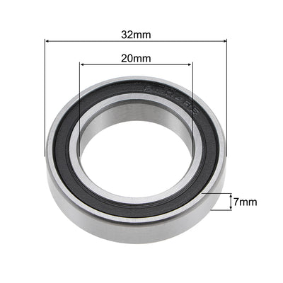 Harfington Uxcell 6804-2RS Ball Bearing 20x32x7mm Double Sealed ABEC-1 Bearings 5pcs