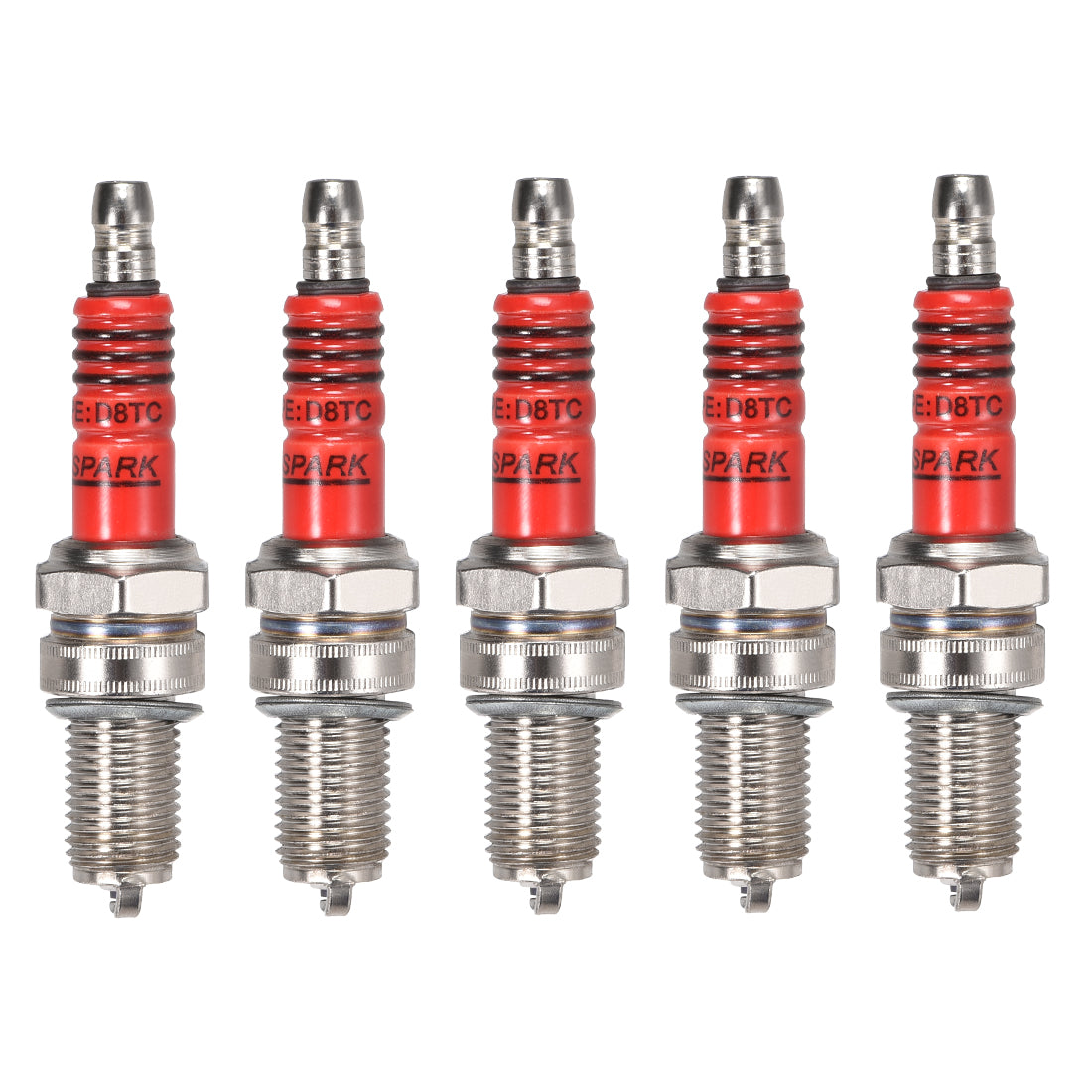 uxcell Uxcell D8TC Spark Plug Red for CG125 150 175 200 Motorcycle ATV Dirt Bike , 5pcs