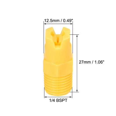 Harfington Uxcell Flat Fan Spray Tip, 1/4BSPT Male Thread PP Nozzle, 5 Pcs (110 Degree, 0.91mm Orifice Diameter)