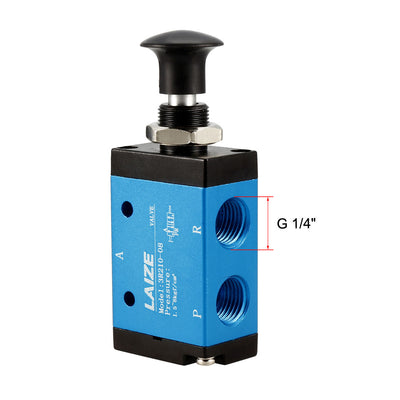Harfington Uxcell 2 Position 3 Way G1/4 Aluminum Alloy Hand Valve Electric Solenoid Valve Manual Controlled Direct Acting Type