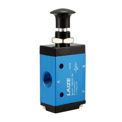 Harfington Uxcell 2 Position 3 Way G1/4 Aluminum Alloy Hand Valve Electric Solenoid Valve Manual Controlled Direct Acting Type 2pcs
