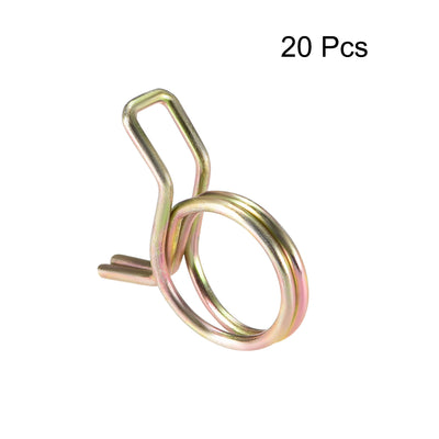 Harfington Uxcell Double Wire Spring Hose Clamp 10mm Fuel Line Tube Spring Clips Zinc Plated 20Pcs