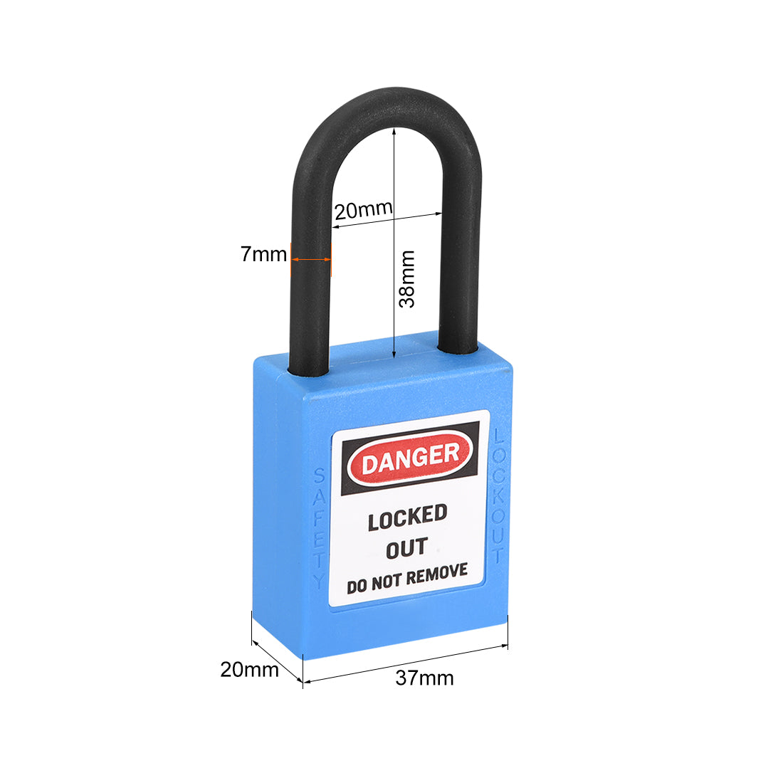 uxcell Uxcell Lockout Tagout Safety Padlock 38mm Nylon Shackle Keyed Different Blue 2Pcs