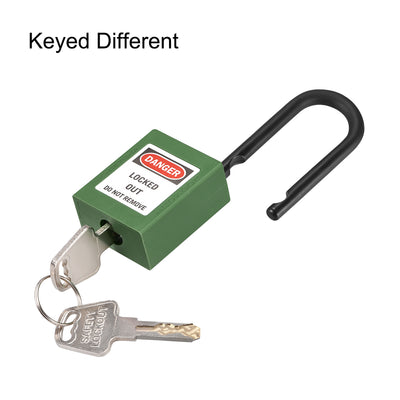 Harfington Uxcell Lockout Tagout Safety Padlock 38mm Nylon Shackle Keyed Different Green