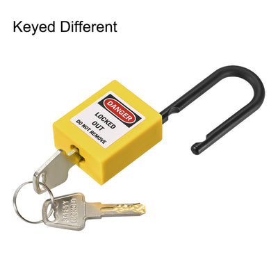 Harfington Uxcell Lockout Tagout Safety Padlock 38mm Nylon Shackle Keyed Different Yellow