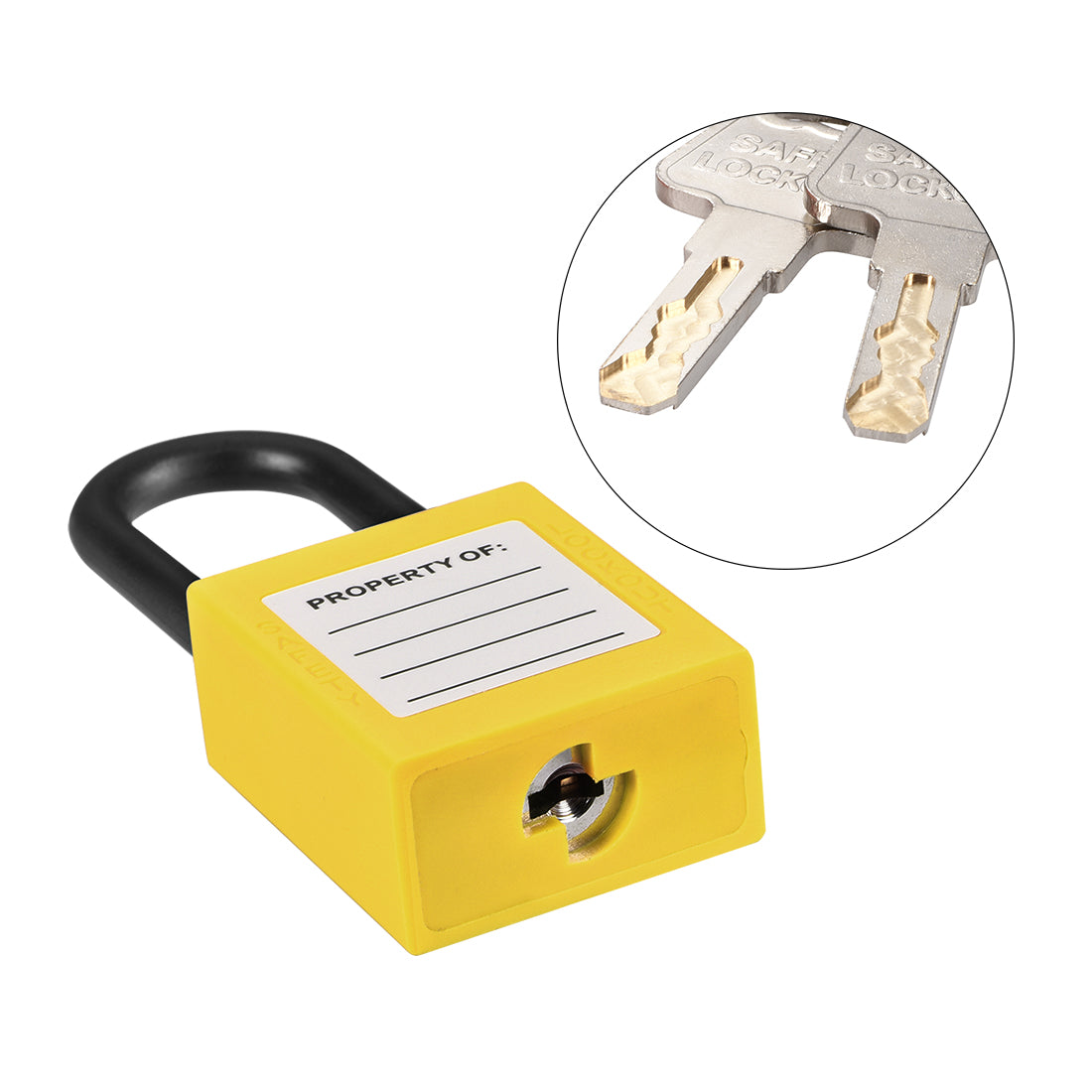 uxcell Uxcell Lockout Tagout Safety Padlock 38mm Nylon Shackle Keyed Different Yellow 2Pcs