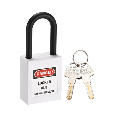 Harfington Uxcell Lockout Tagout Safety Padlock 38mm Nylon Shackle Keyed Different White
