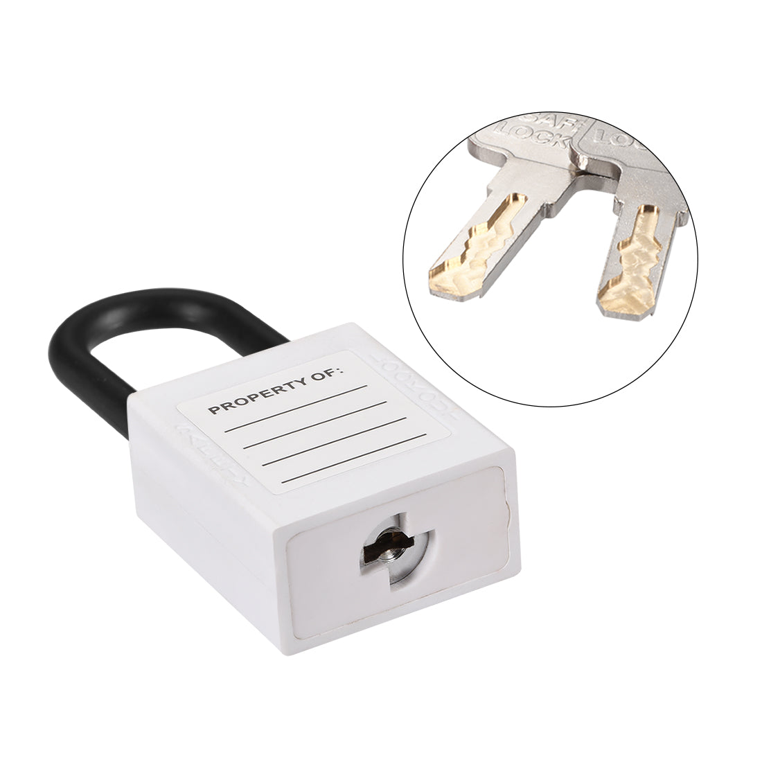 uxcell Uxcell Lockout Tagout Safety Padlock 38mm Nylon Shackle Keyed Different White 2Pcs
