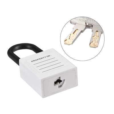 Harfington Uxcell Lockout Tagout Safety Padlock 38mm Nylon Shackle Keyed Different White 2Pcs