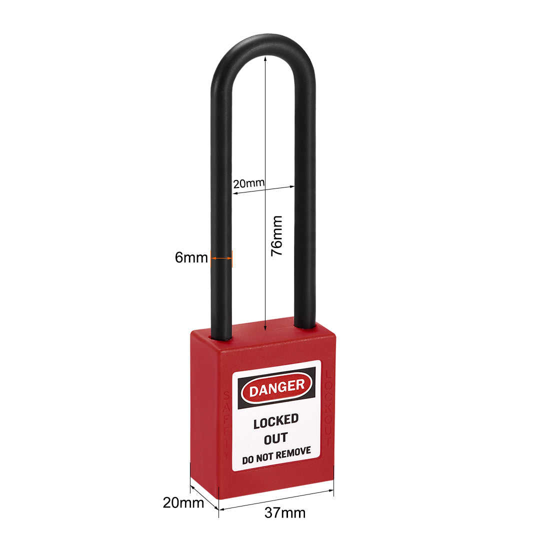 uxcell Uxcell Lockout Tagout Safety Padlock 76mm Nylon Shackle Keyed Alike Red 2Pcs