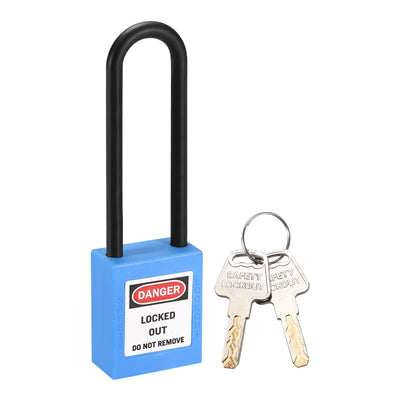 Harfington Uxcell Lockout Tagout Safety Padlock 76mm Nylon Shackle Keyed Different Blue